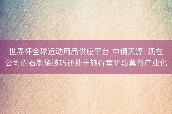 世界杯全球運動用品供應平臺 中鋼天源: 現(xiàn)在公司的石墨烯技巧還處于施行室階段莫得產(chǎn)業(yè)化